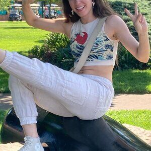 Romwe ‘Great Wave of Kanagawa’ Graphic Crop Tank Top